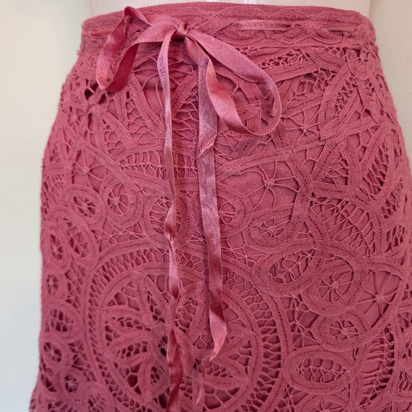 Sandra Angelozzi Pink Battenberg Lace Skirt Small - Picture 6 of 13